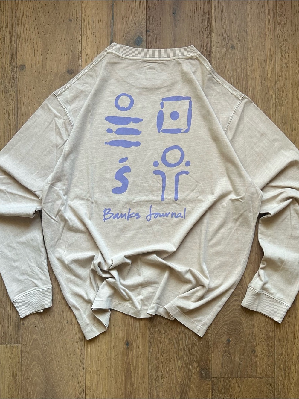 Banks Journal Beige Long Sleeve Tee with Lavender Graphic
